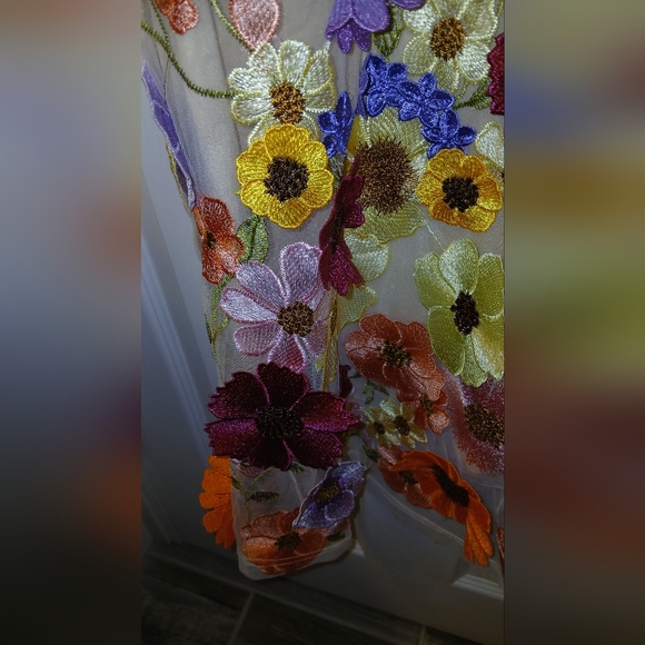 Floral Embroidery Cocktail Dress – Fairycore Romance – Size Large - Picture 8 of 12